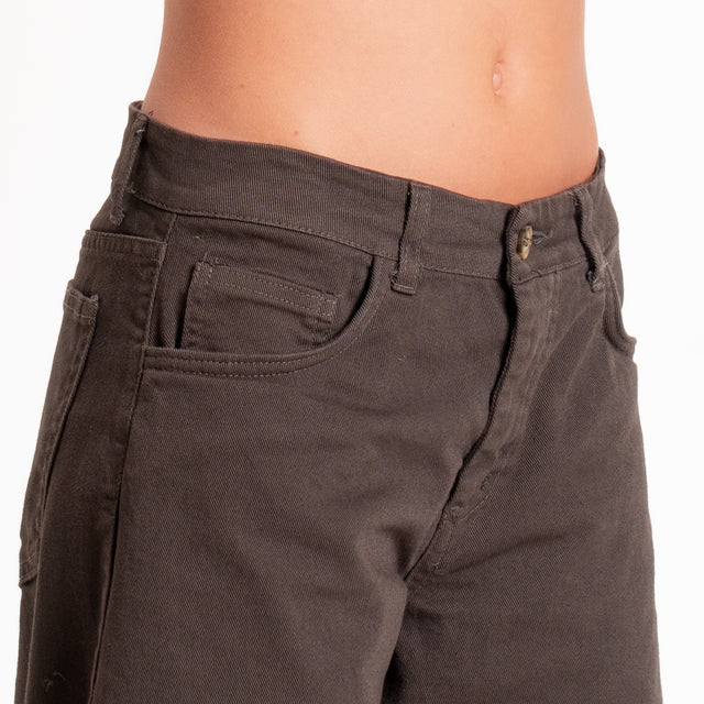 Zeroassoluto-Pantalone LIBY barrel drill cotone elasticizzato - moro