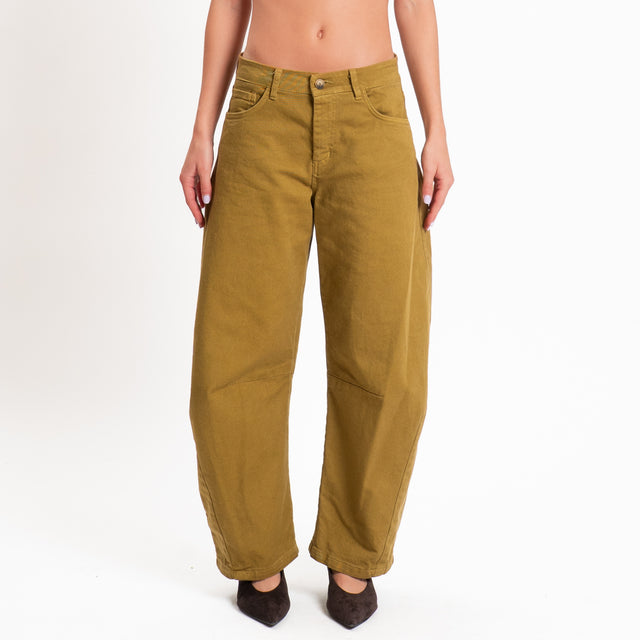 Zeroassoluto-Pantalone LIBY barrel drill cotone - olive