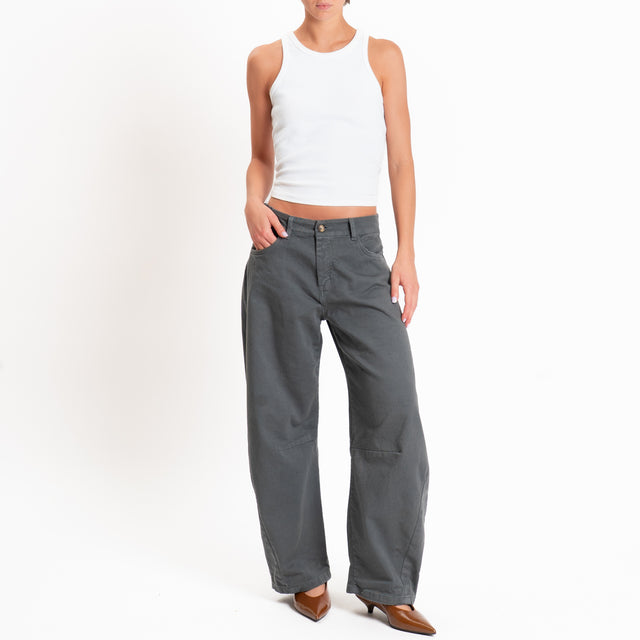 Zeroassoluto-Pantalone LIBY barrel drill cotone - piombo