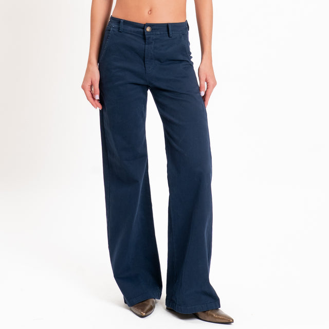 Zeroassoluto-Pantalone LILLY palazzo cotone elasti - blu