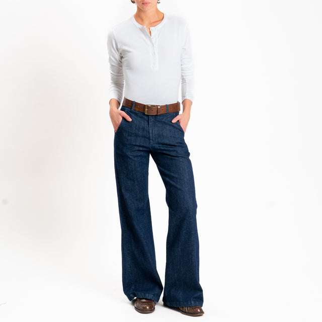 Zeroassoluto-Pantalone LILLY palazzo tela jeans - denim