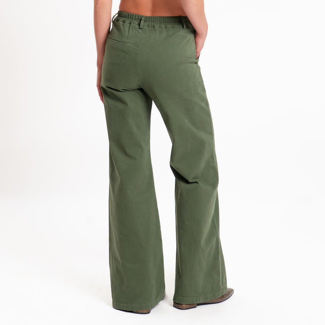 Zeroassoluto-Pantalone LILLY palazzo cotone elasti - militare