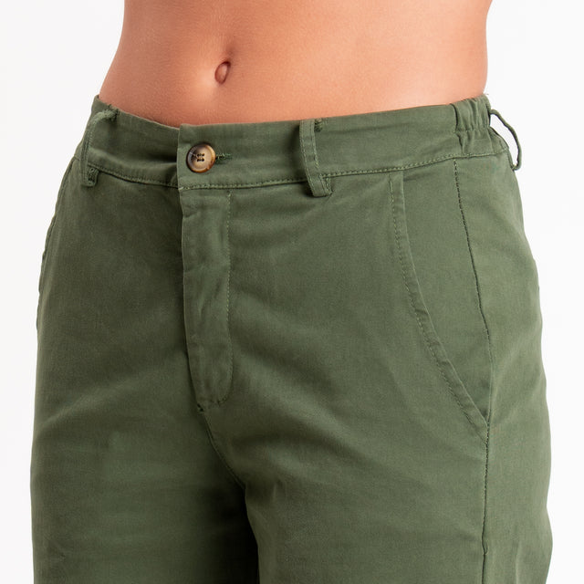 Zeroassoluto-Pantalone LILLY palazzo cotone elasti - militare
