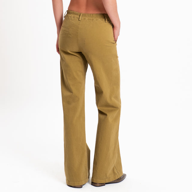 Zeroassoluto-Pantalone LILLY palazzo cotone elasti - olive