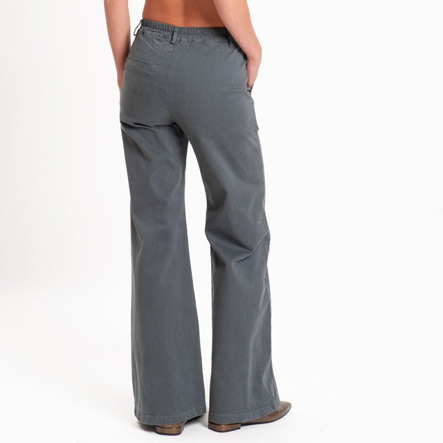 Zeroassoluto-Pantalone LILLY palazzo cotone elasti - piombo