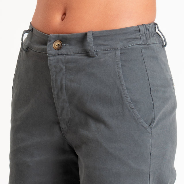Zeroassoluto-Pantalone LILLY palazzo cotone elasti - piombo