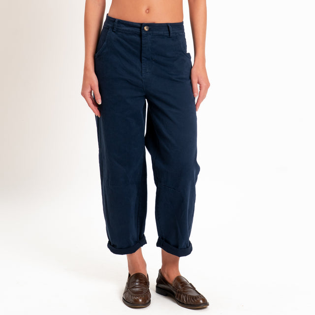 Zeroassoluto-Pantalone LIZ barrel cotone elasticizzato - blu