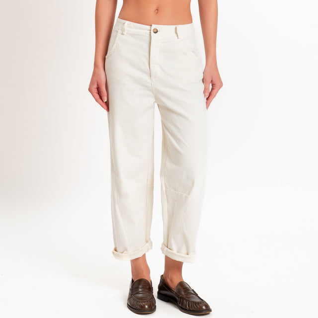 Zeroassoluto-Pantalone LIZ barrel cotone elasticizzato - burro