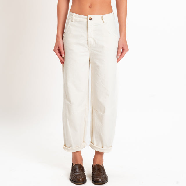 Zeroassoluto-Pantalone LIZ barrel cotone elasticizzato - burro