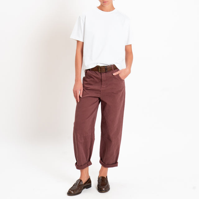 Zeroassoluto-Pantalone LIZ barrel cotone elasticizzato - dusty rose