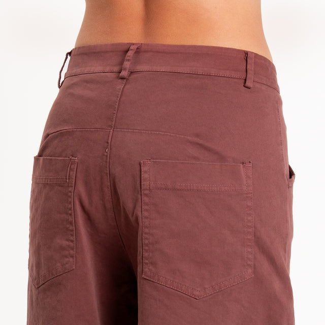Zeroassoluto-Pantalone LIZ barrel cotone elasticizzato - dusty rose
