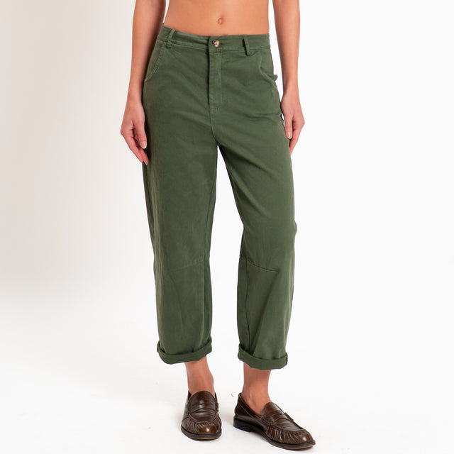Zeroassoluto-Pantalone LIZ barrel cotone elasticizzato - militare