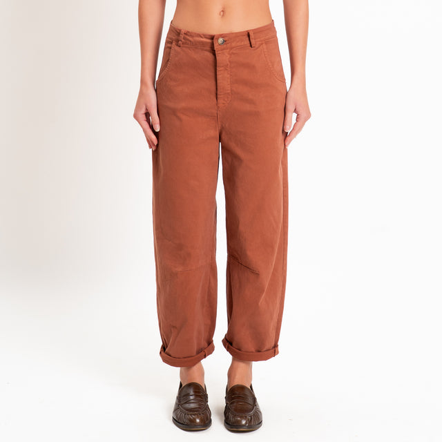 Zeroassoluto-Pantalone LIZ barrel cotone elasticizzato - rust