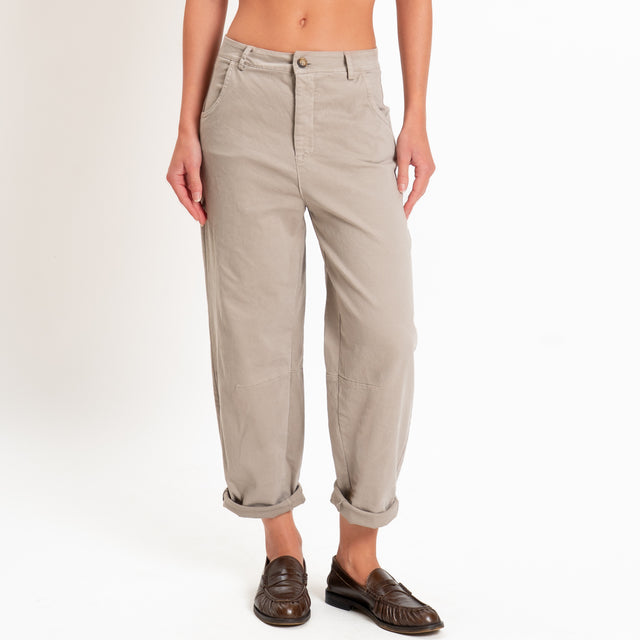 Zeroassoluto-Pantalone LIZ barrel cotone elasticizzato - stone