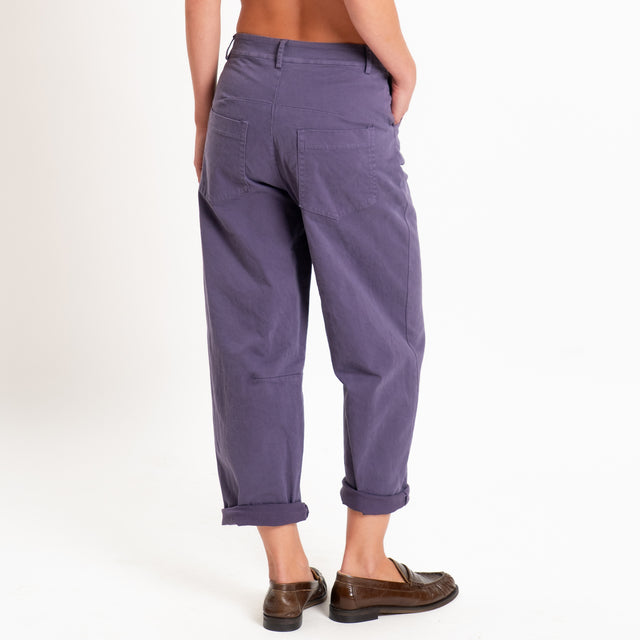 Zeroassoluto-Pantalone LIZ barrel cotone elasticizzato - uva