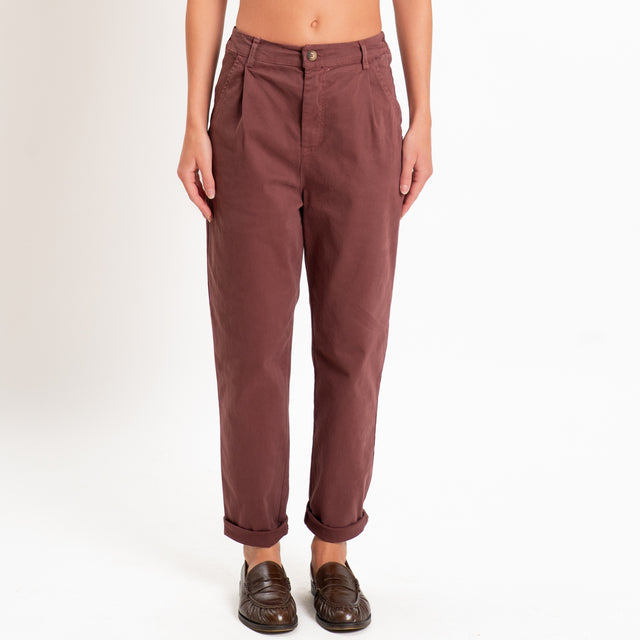Zeroassoluto-Pantalone LOLA elastico dietro - dusty rose