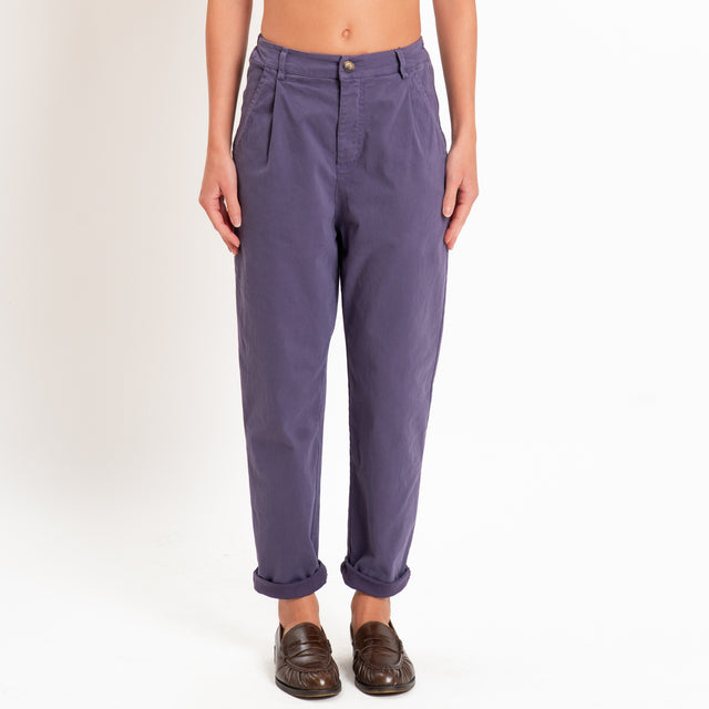 Zeroassoluto-Pantalone LOLA elastico dietro - uva