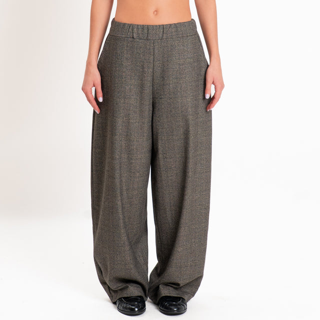 Zeroassoluto-Pantalone LUNA principe di galles - antracite/beige/nero