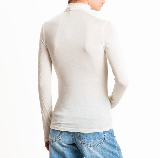 Zeroassoluto-T-shirt sottile collo alto MISTO CASHMERE - burro