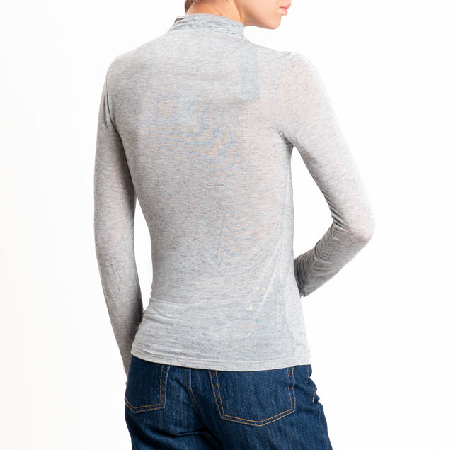 Zeroassoluto-T-shirt sottile collo alto MISTO CASHMERE - grigio melange