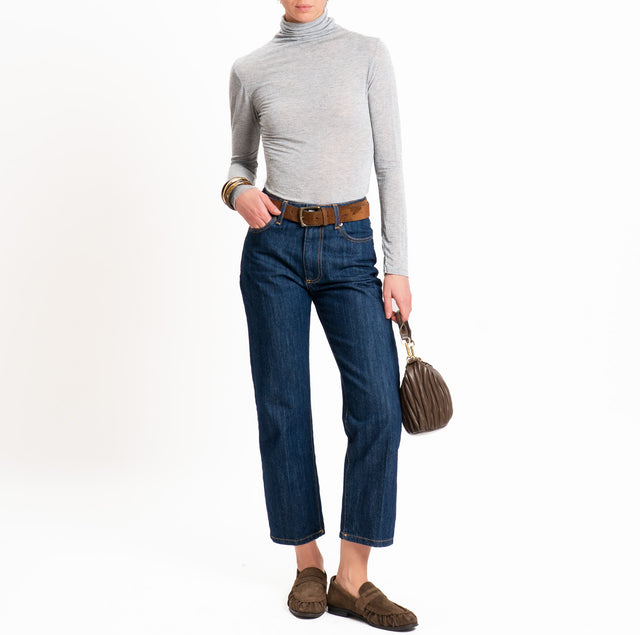 Zeroassoluto-T-shirt sottile collo alto MISTO CASHMERE - grigio melange
