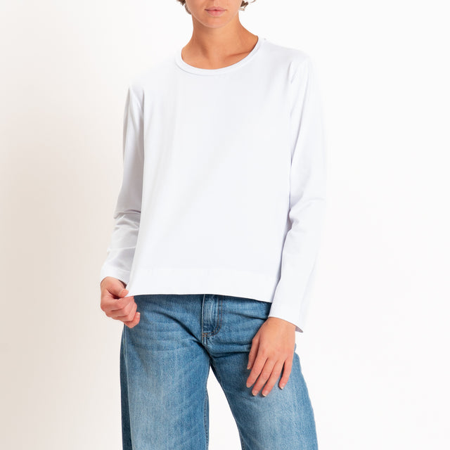 Zeroassoluto-T-shirt cotone elasticizzato spacchi laterali - bianco