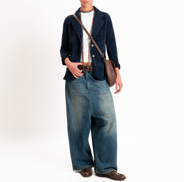 Zeroassoluto-Giacca PATTY ciniglia melange - blu