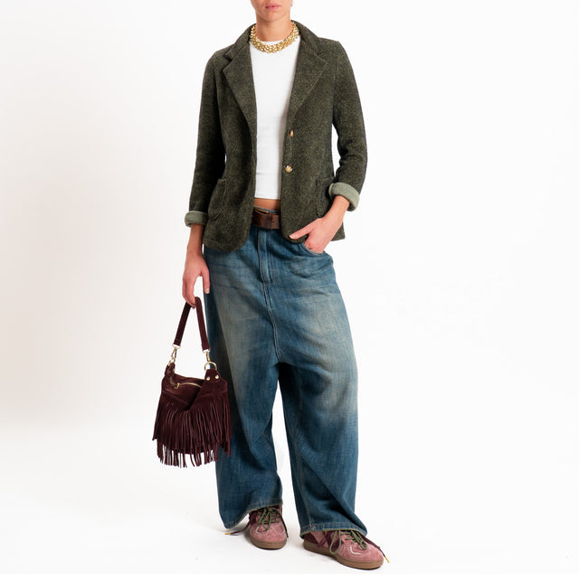 Zeroassoluto-Giacca PATTY ciniglia melange - militare