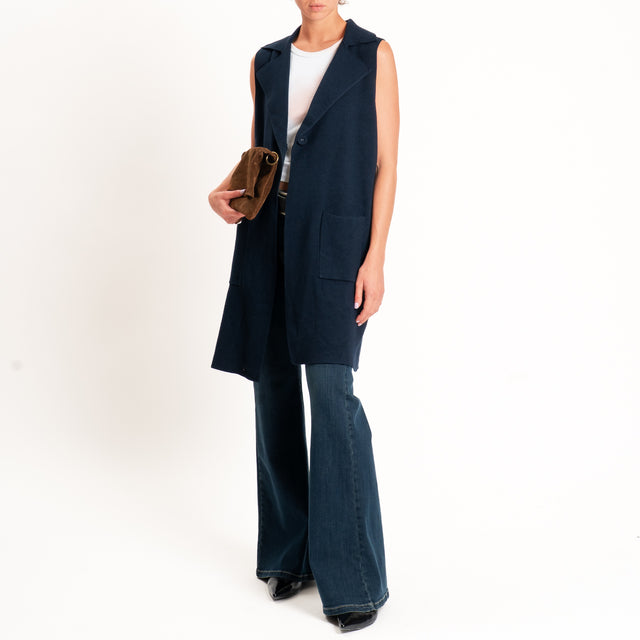 Zeroassoluto-Gilet in maglia con tasche - blu