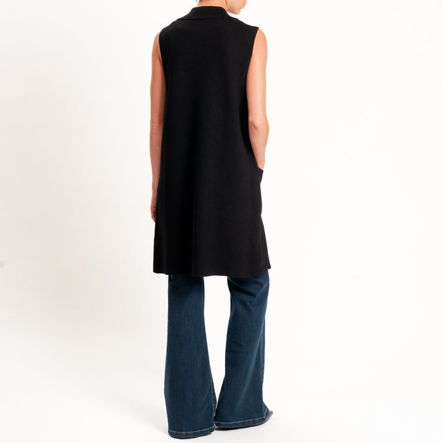 Zeroassoluto-Gilet in maglia con tasche - nero