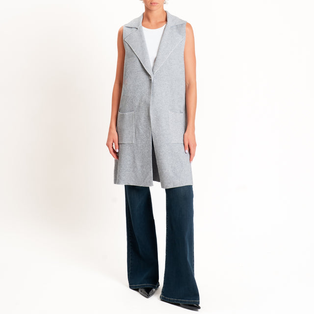 Zeroassoluto-Gilet in maglia con tasche - perla