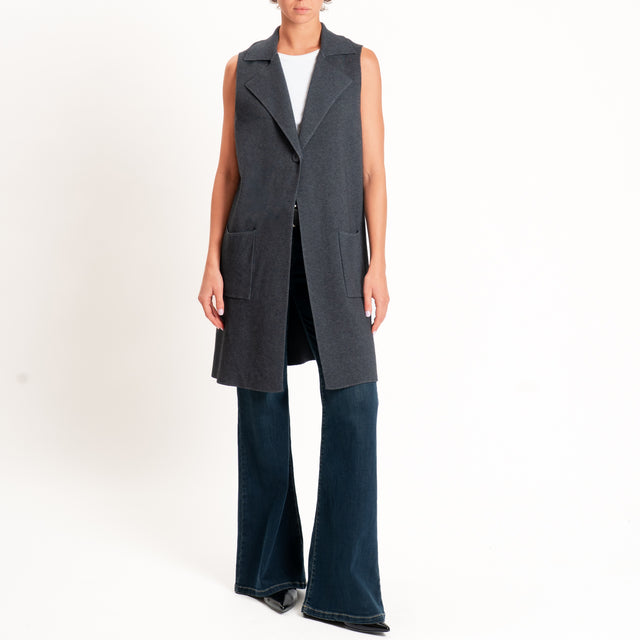 Zeroassoluto-Gilet in maglia con tasche - piombo