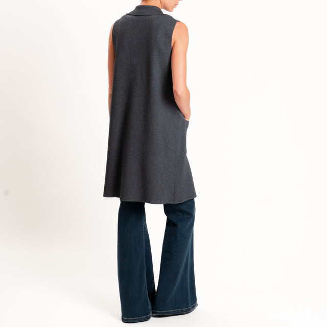 Zeroassoluto-Gilet in maglia con tasche - piombo