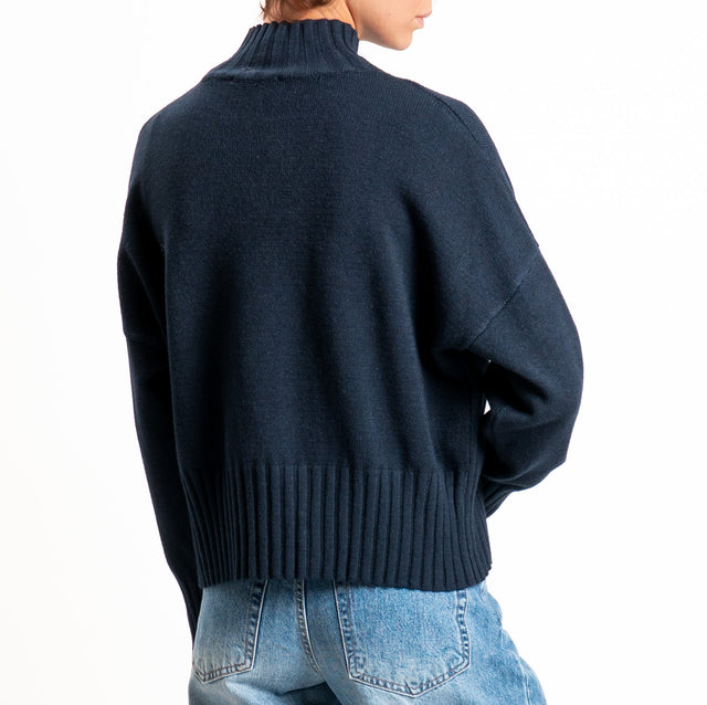 Zeroassoluto-Maglia collo montato bordi a coste - blu
