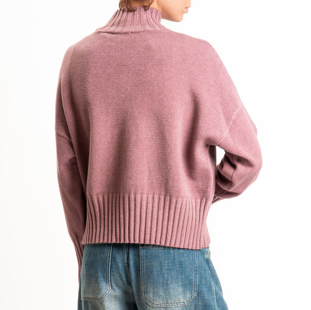 Zeroassoluto-Maglia collo montato bordi a coste - mauve