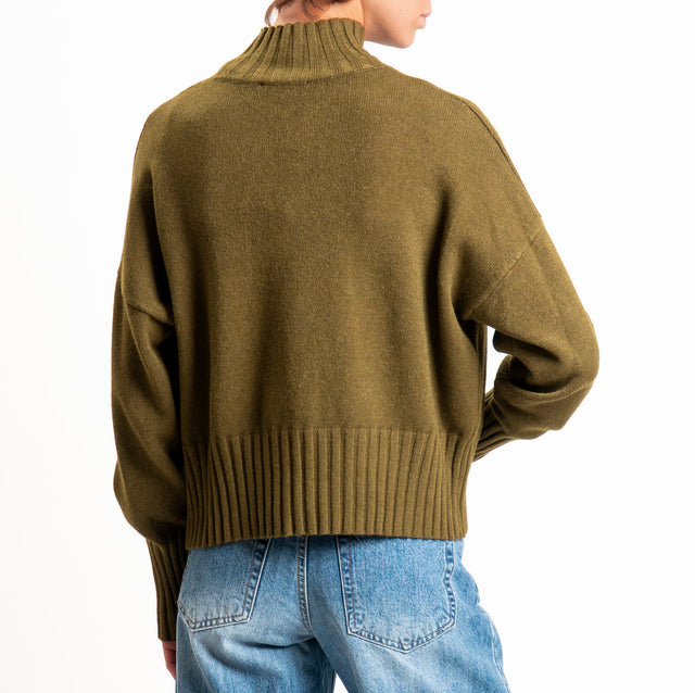 Zeroassoluto-Maglia collo montato bordi a coste - militare
