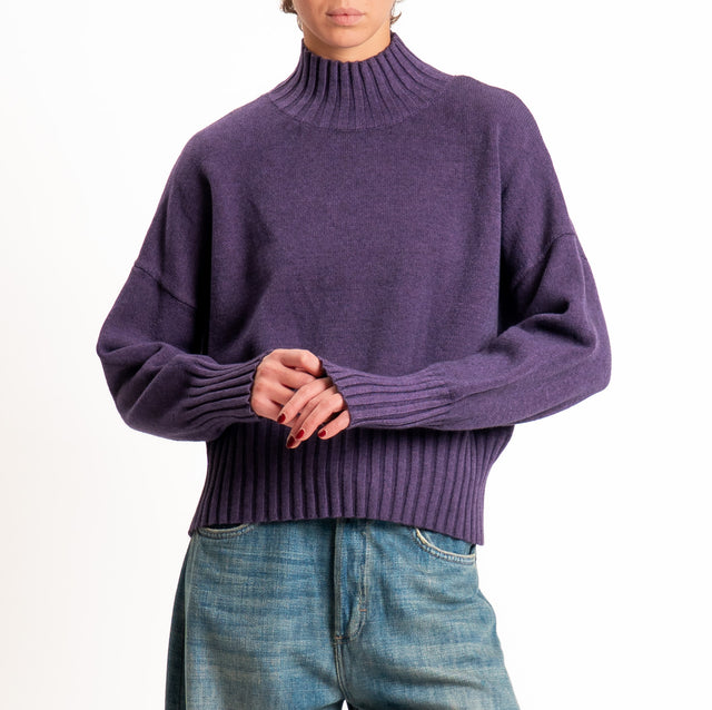 Zeroassoluto-Maglia collo montato bordi a coste - uva