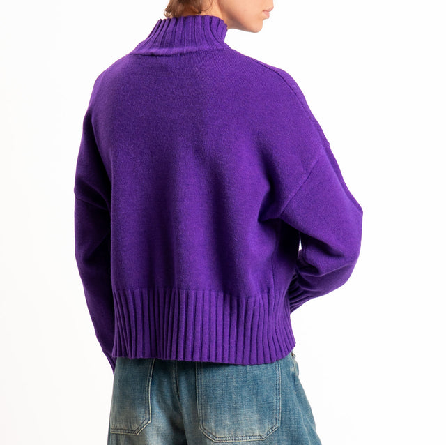 Zeroassoluto-Maglia collo montato bordi a coste - viola