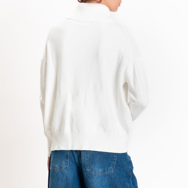 Zeroassoluto-Maglia collo alto - panna