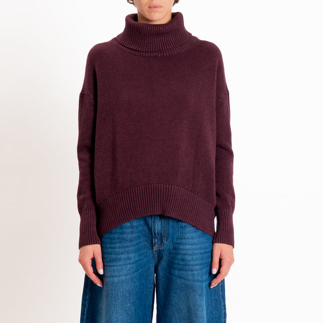 Zeroassoluto-Maglia collo alto - prugna