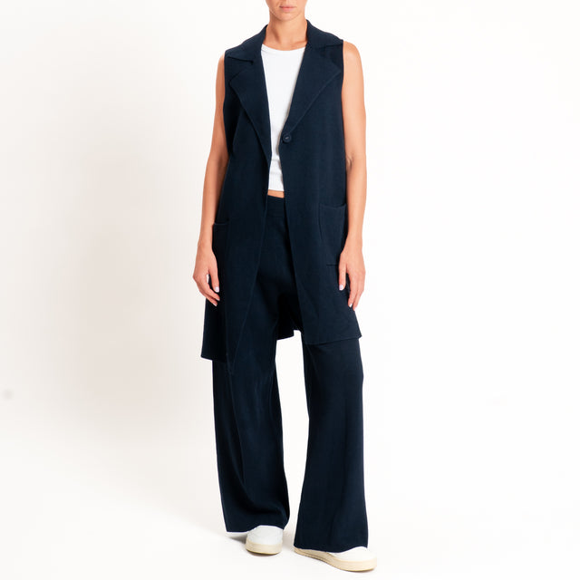 Zeroassoluto-Pantalone in maglia elastico in vita - blu