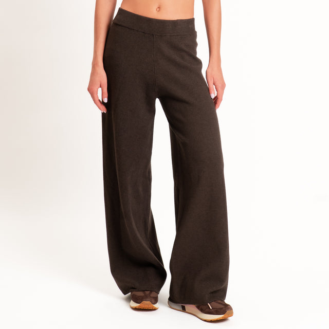 Zeroassoluto-Pantalone in maglia elastico in vita - choco