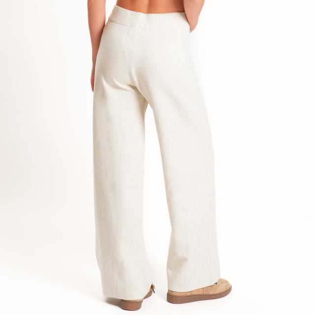 Zeroassoluto-Pantalone in maglia elastico in vita - gesso