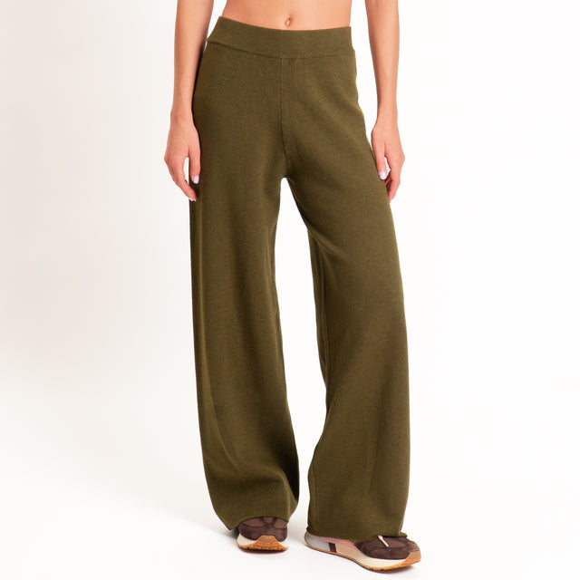 Zeroassoluto-Pantalone in maglia elastico in vita - militare
