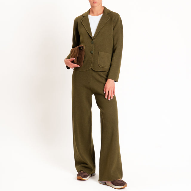 Zeroassoluto-Pantalone in maglia elastico in vita - militare