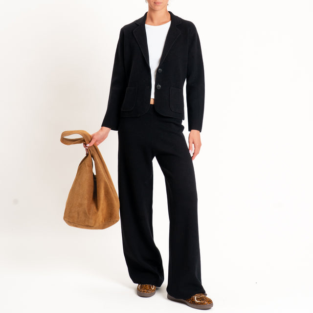 Zeroassoluto-Pantalone in maglia elastico in vita - nero