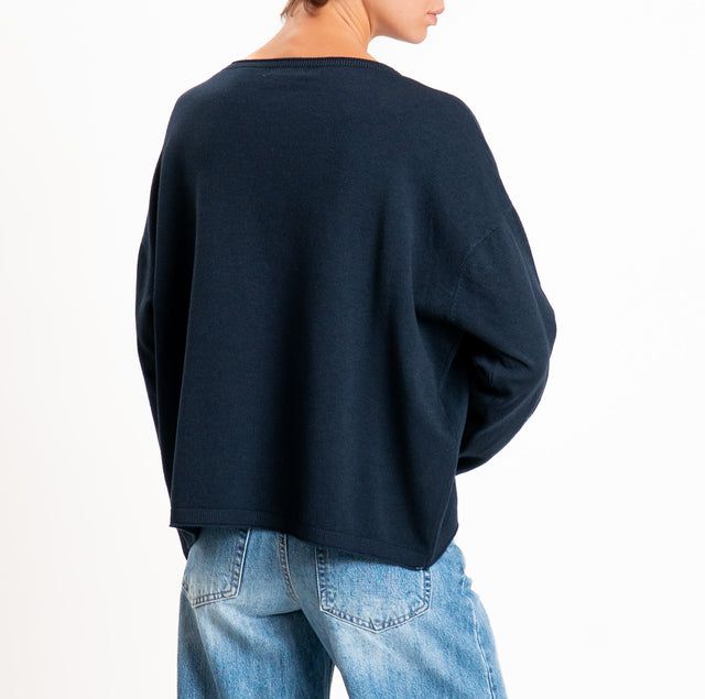 Zeroassoluto-Maglia girocollo a scatola - blu