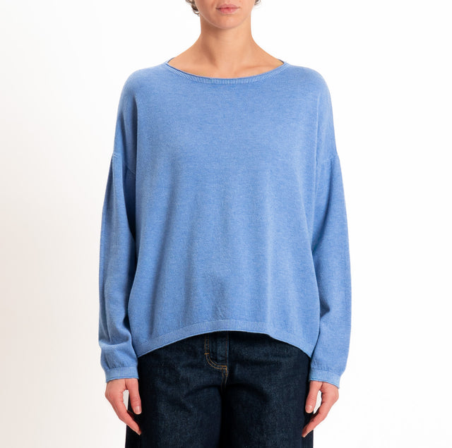 Zeroassoluto-Maglia girocollo a scatola - jeans