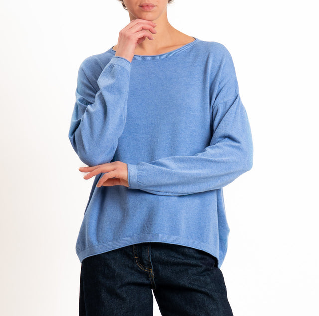 Zeroassoluto-Maglia girocollo a scatola - jeans