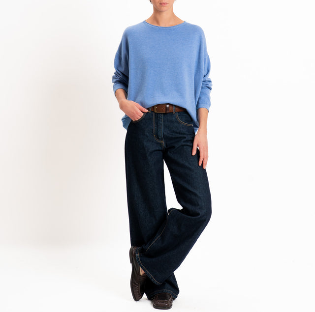 Zeroassoluto-Maglia girocollo a scatola - jeans